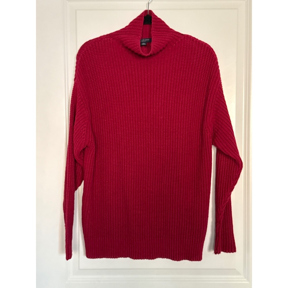 American Eagle Berry Red Mock Turtleneck Sweater Oversized Ribbed Knit XS/S